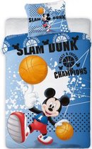 Mickey Mouse Dekbedovertrek Slam Dunk - Eenpersoons - 140x200 cm - Blauw
