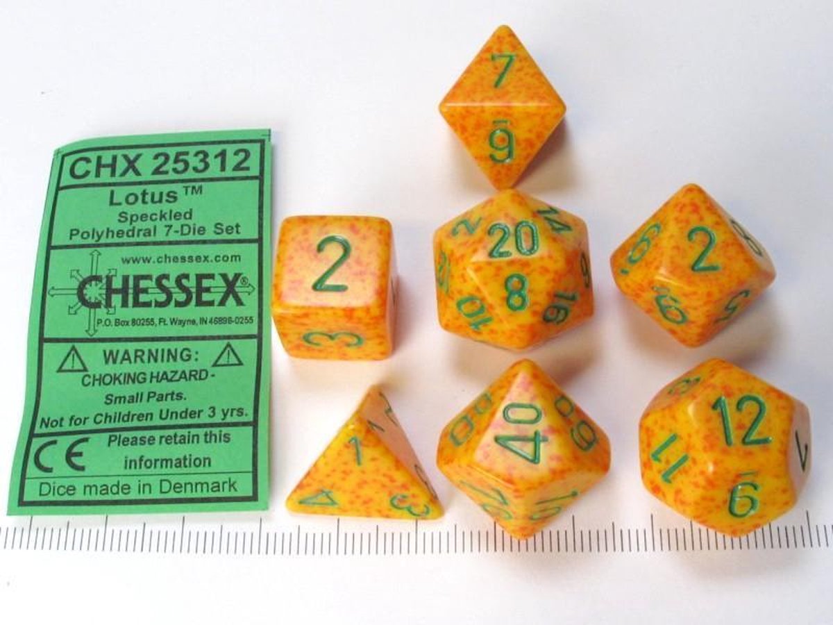 Chessex dobbelstenen set, 7 polydice, Speckled Lotus