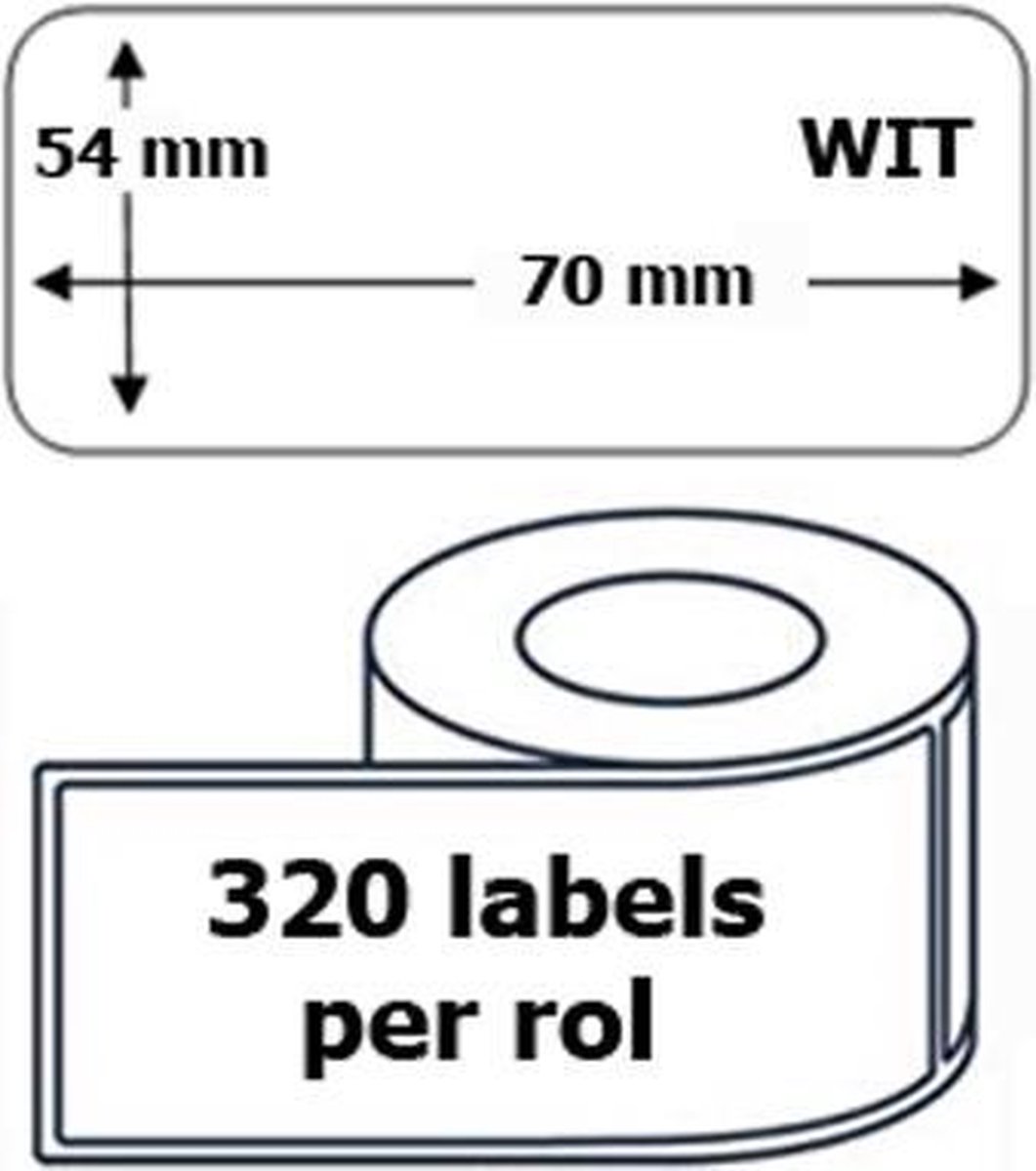 1x Dymo 99015 compatible 320 labels / 54 mm x 70 mm / wit / papier