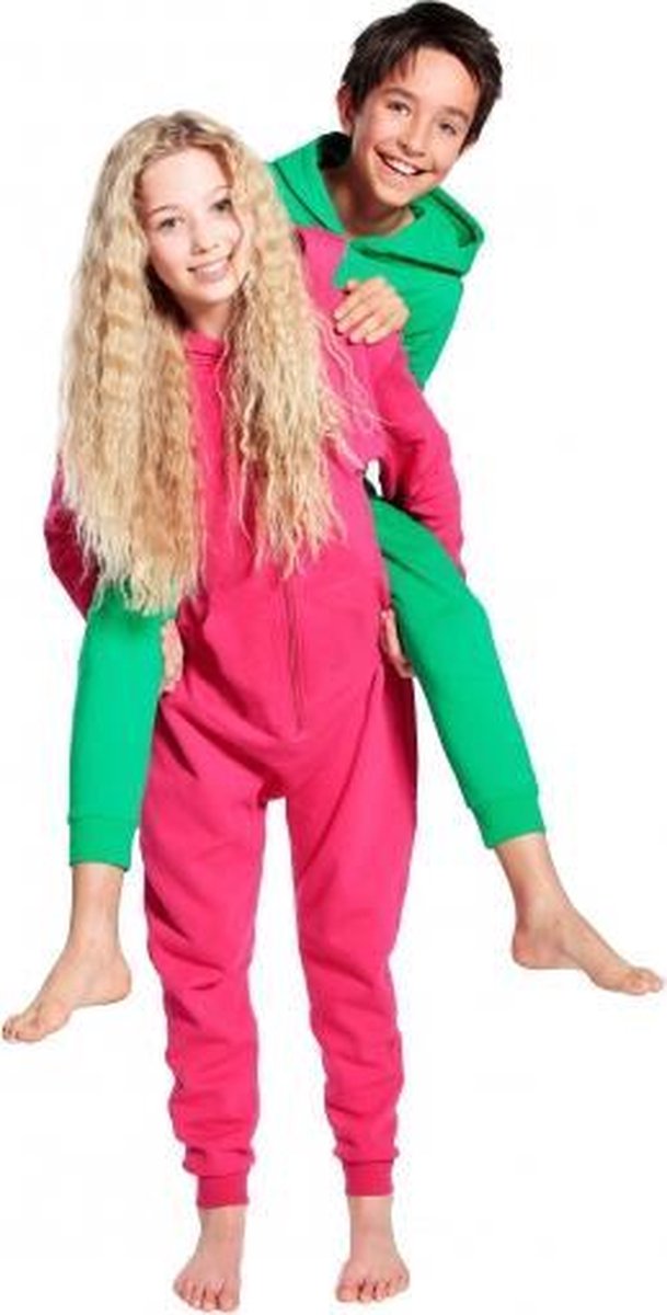 Afbeelding van product Merkloos / Sans marque  Warme onesie jumpsuit voor kinderen 5-6 jaar Groen  - maat One size