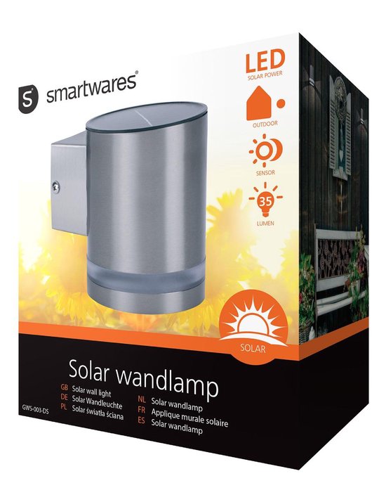 Smartwares GWS003DS Wandlamp voor buiten LED solar Dag