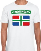 Groningen vlag t-shirt wit voor heren L