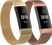 Adge® Milanese bandjes - Fitbit Charge 3 - 2-pack - Small