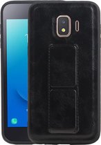 Grip Stand Hardcase Backcover - Telefoonhoesje - Achterkant Hoesje - Geschikt voor Samsung Galaxy J2 Core - Zwart