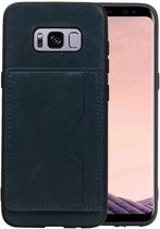 Navy Staand Back Cover 1 Pasje Hoesje voor Samsung Galaxy S8