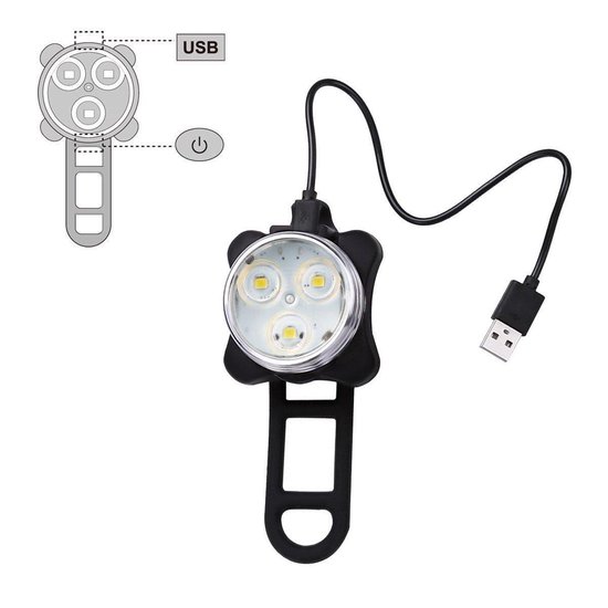 Gyon® USB Herlaadbare fietslicht set - UltraHelder Voorlicht en Achterlicht met LED verlichting 650mah Lithium batterij - Waterbestendig Inclusief riem en USB kabel — afbeelding 2