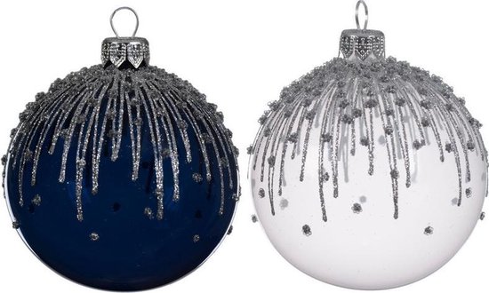 Elegantie niet voldoende benzine 6x Wit/blauwe transparante kerstballen van glas 8 cm - kerstbal | bol.com
