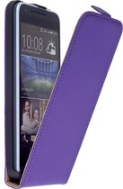 Paars Lederen Flip Case Cover Hoesje Voor HTC Desire 620