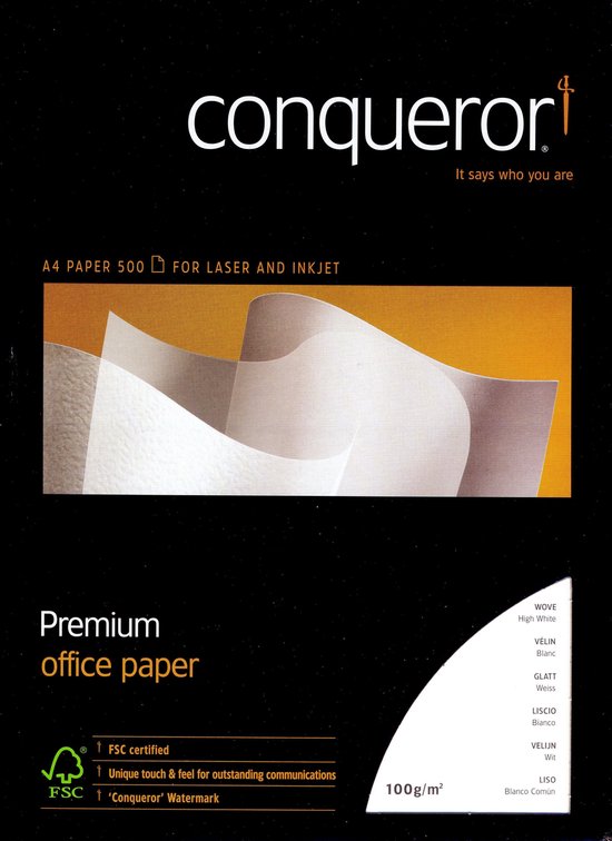 Conqueror A4 papier 500 vel voor laser en inkjet - 100 g/m2 - velijn ...