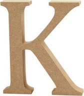 Letter, K, h: 8 cm, dikte 1,5 cm, MDF, 1stuk