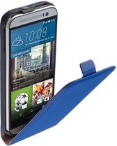 LELYCASE Lederen Flip Case Cover Hoesje HTC One M9 Blauw
