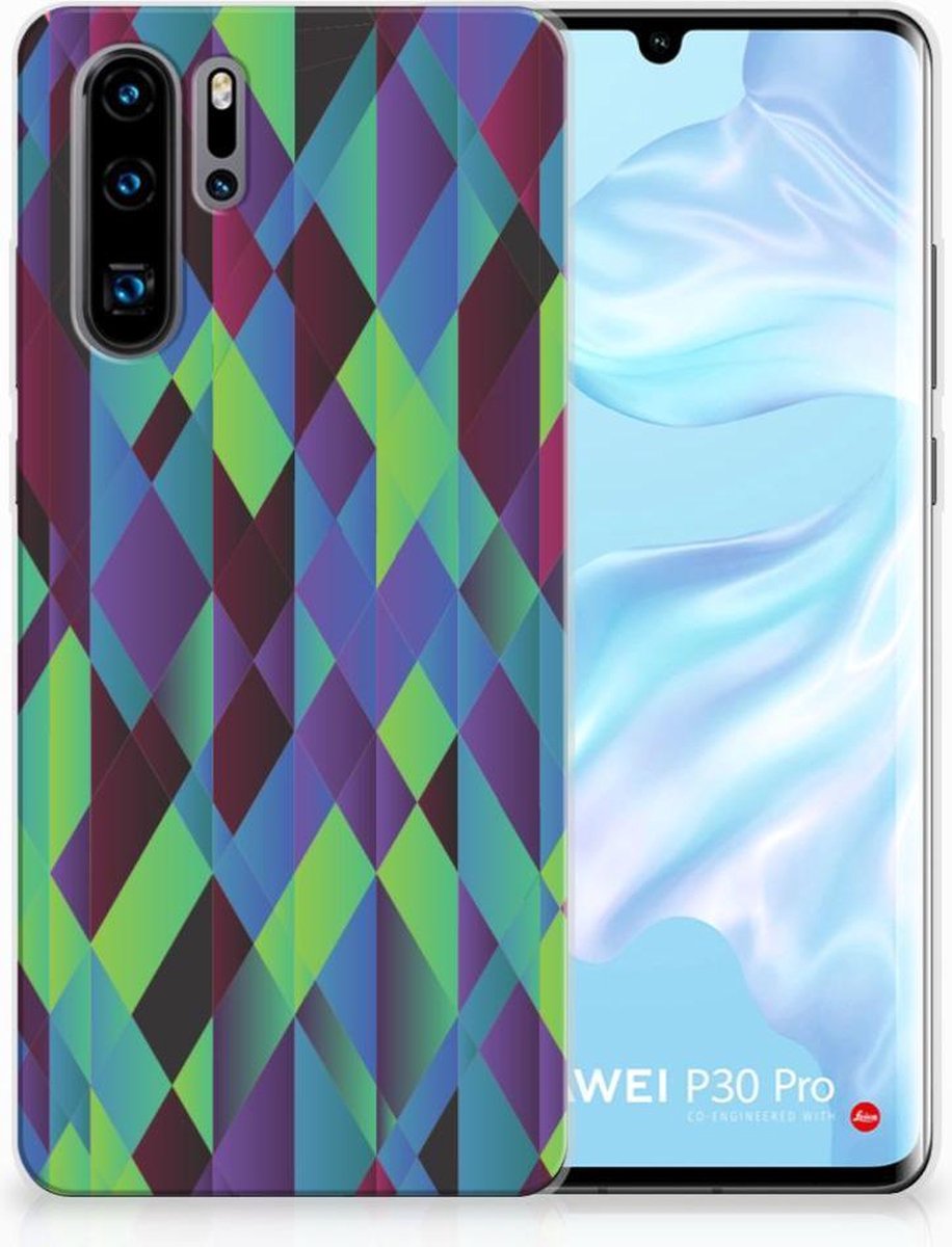 Huawei P30 Pro TPU Hoesje Abstract Green Blue