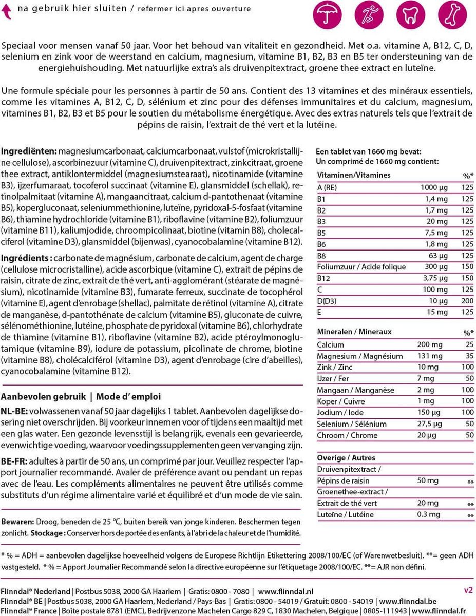 Flinndal Multi Vitaal Tabletten Multivitamine Voor Een Verhoogde Behoefte Tot Bol Com