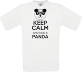 Mijncadeautje - Unisex T-shirt - Keep calm hug a panda - wit - maat 3XL
