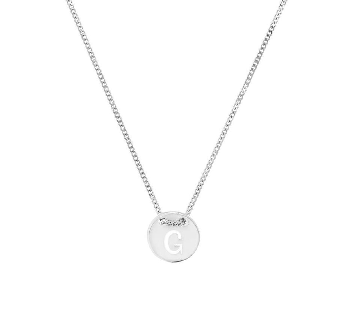The Fashion Jewelry Collection Ketting Letter G 1,3 mm 41 + 4 cm - Zilver Gerhodineerd