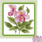 Borduur Pakket "JobaStores®" Bloem 008 11CT Voorbedrukt (21x21cm)