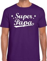 Super papa cadeau t-shirt paars voor heren S