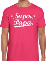 Super papa t-shirt roze voor heren -  roze super papa cadeaushirt - vaderdag shirt XL