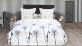 HNL Pure Cotton Wiek Dekbedovertrek - Eenpersoons - 140x200/220 cm - Wit/Grijs