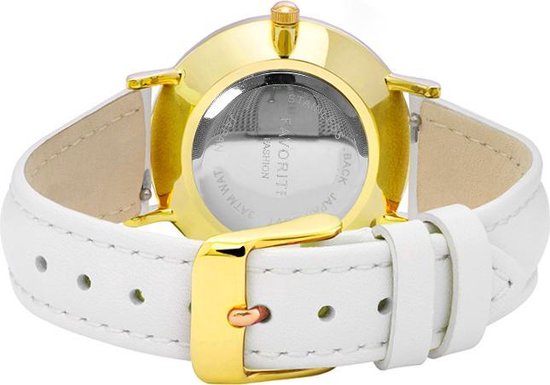 Vitória White / Gold 2.0 Horloge | Rosekleurig & Wit | Lederen band | Luxe Giftset/Cadeauset