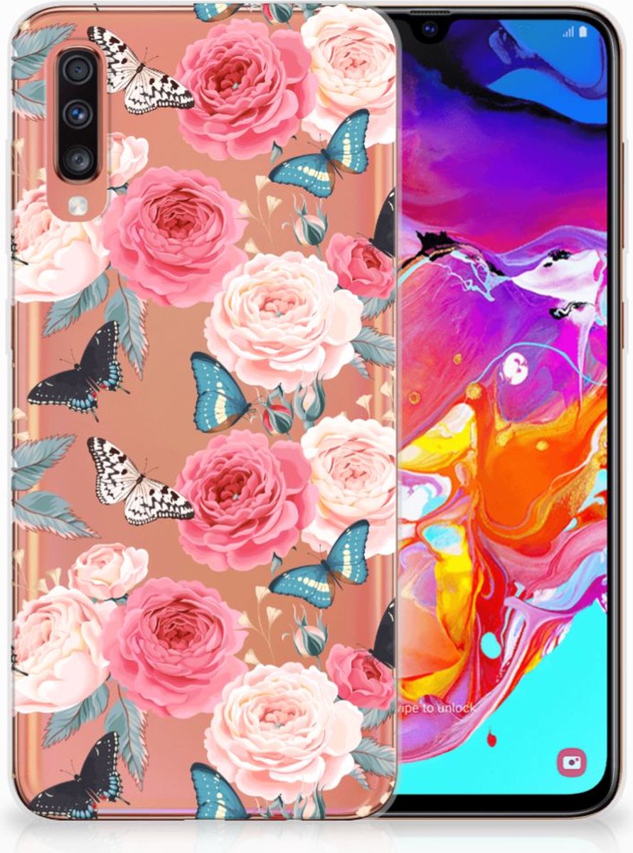 Samsung Galaxy A70 TPU Case Butterfly Roses