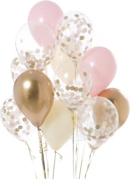Spiksplinternieuw bol.com | Luxe Ballonnenset Roze Goud Wit Confetti - 12 Stuks LI-07