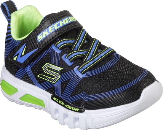 Skechers Flex Glow Heren Sneakers - Black Blue Lime - Maat 24 | bol.com