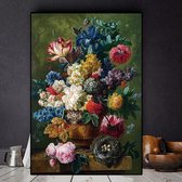 Canvas Schilderij * Paul Theodor van Bussel: Klassiek Rozen Stilleven * - Kunst aan je Muur - Romantisch - Kleur - 60 x 90 cm