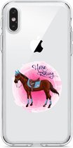 Apple Iphone XS Max Transparant siliconen hoesje (Horse Riding)