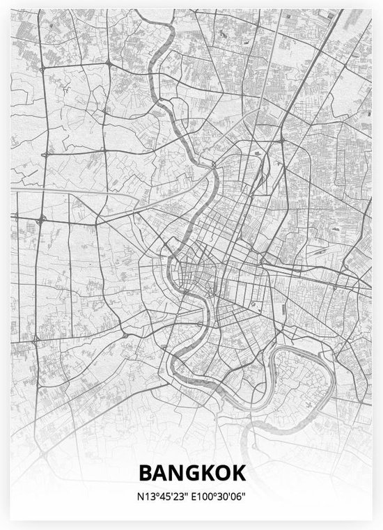 Bangkok plattegrond - A4 poster - Tekening stijl