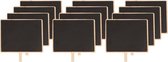 12x Houten memo krijtbordje met knijper 15 x 12 cm - Schoolbord knijpers van hout