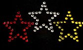 Niiniix Oeteldonk strass applicatie Oeteldonkse sterren rood, wit, geel,  10cmx5cm