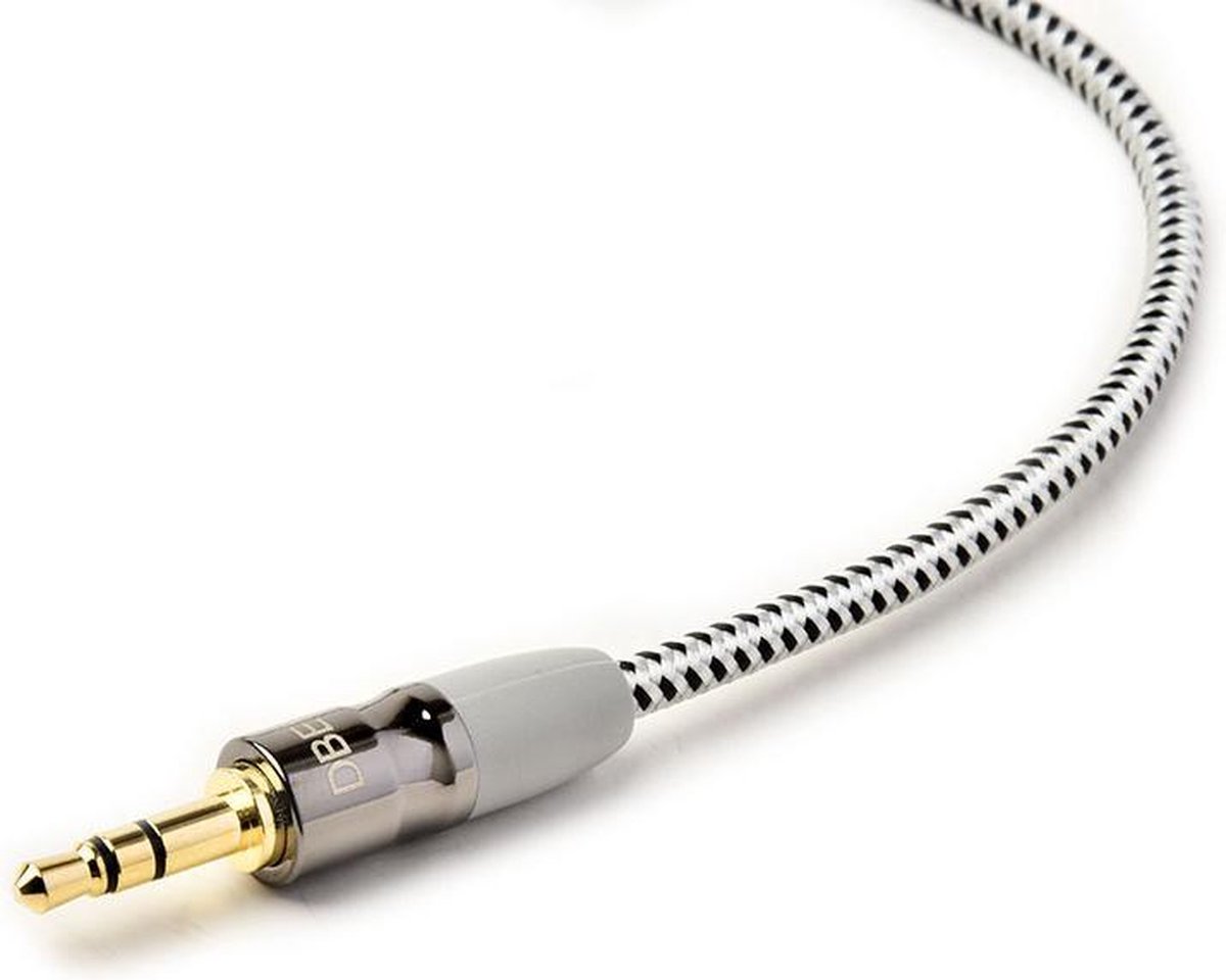DBEEP Aux kabel 3.5mm male to male 1m zwart- wit