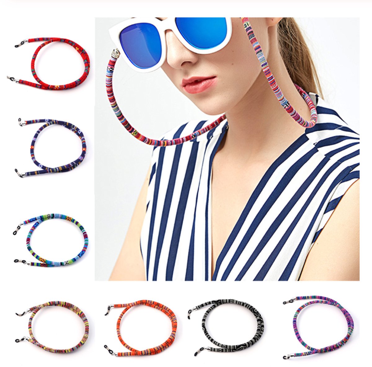 Mannies Zonnebrilkoord – Peruaanse stijl - Brillenkoord – Zonnebril koord - Sunnycord - Sunny cord - Brillen koord – Roze