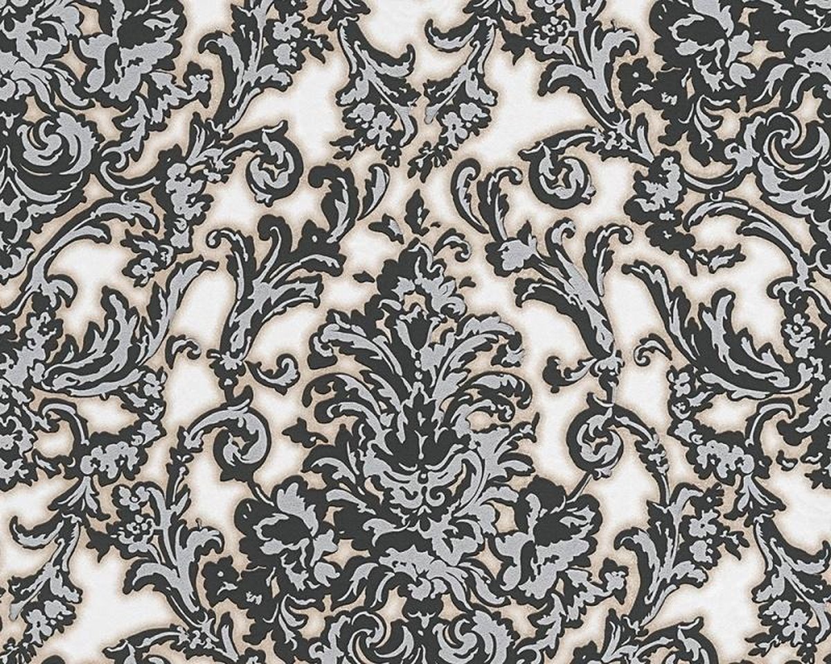 barok behang zwart wit Living Walls Flock 4 behang 95539-3