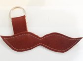 Toetie & Zo Handgemaakte Leren Sleutelhanger Snor - Moustache - Bruin - Sleutelhouder - Leder