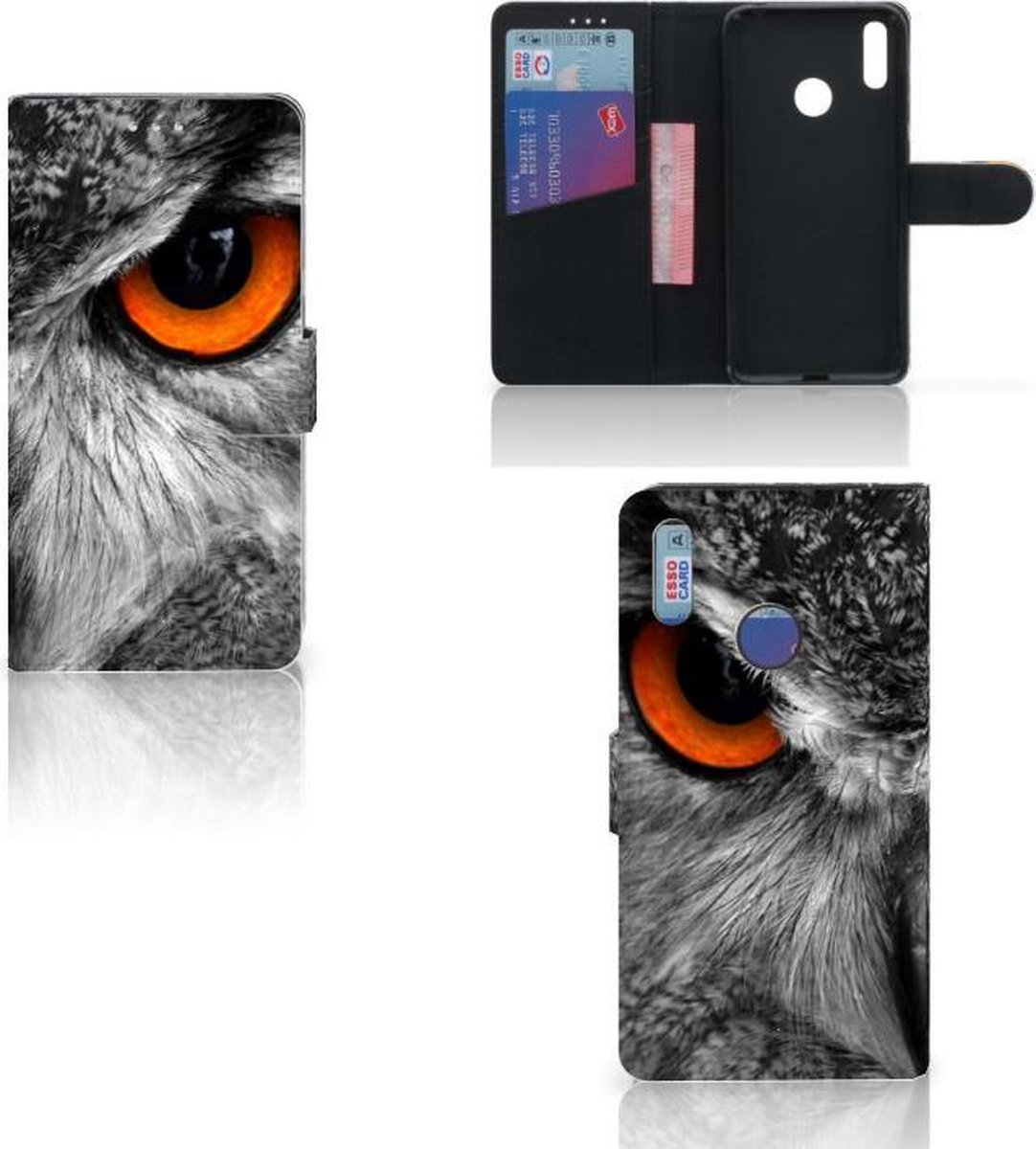 Huawei Y7 (2019) Telefoonhoesje met Pasjes Uil