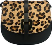 TOUTESTBELLE Dames Crossbody Tasje Leer Vacht Overslag Panterprint