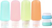 TravelGuru Silicone Reisflesjes Set van 6 stuks - 100 ml - Incl. 2 siliconen reispotjes - Geschikt voor handbagage & vliegtuig - Navulbare Reis Flacons