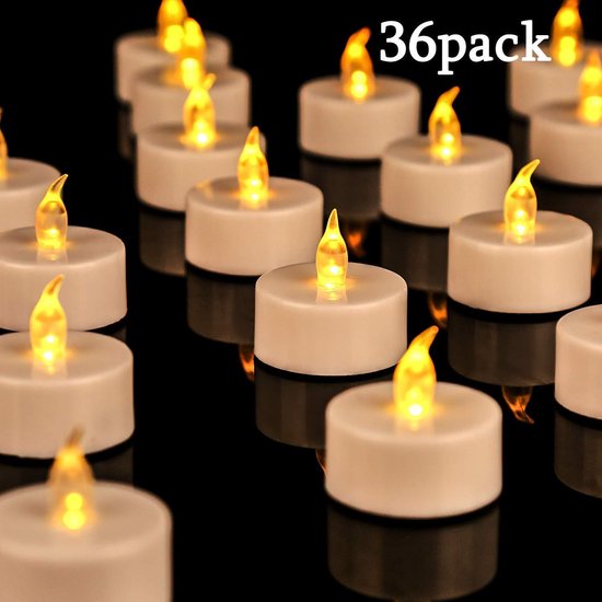 naald Wat heuvel LED theelichten kaarsen 36-stuks | vlamloze veilige candle lights | led  kaars |... | bol.com