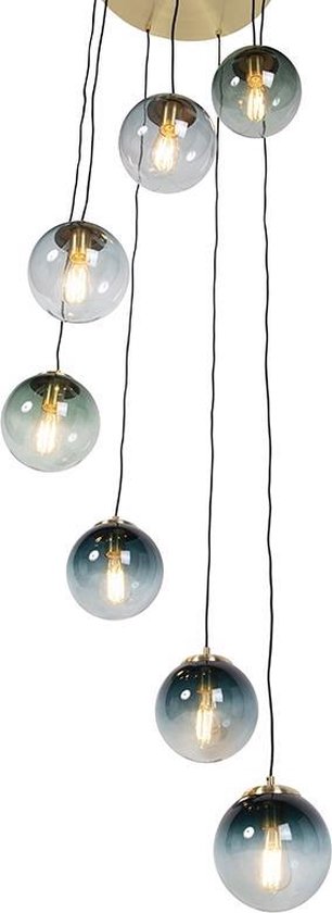 QAZQA pallon - Art Deco Hanglamp voor boven de eettafel | in eetkamer - 7 lichts - Ø 650 mm - Goud/messing - Woonkamer | Slaapkamer | Keuken