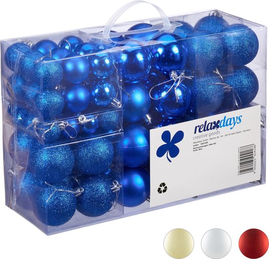 Kerstballen - set van 100 - plastic - blauw
