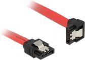 SATA datakabel - recht / haaks naar beneden - plat - SATA600 - 6 Gbit/s / rood - 0,10 meter