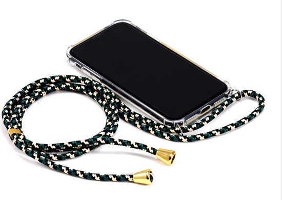 Telefoonhoesje met ketting - koord - case - Iphone XS - Back Cover -  Softcase - Groen... | bol.com