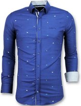 Getailleerde Overhemden Mannen - Bicycle Blouse Heren - 3017 - Blauw