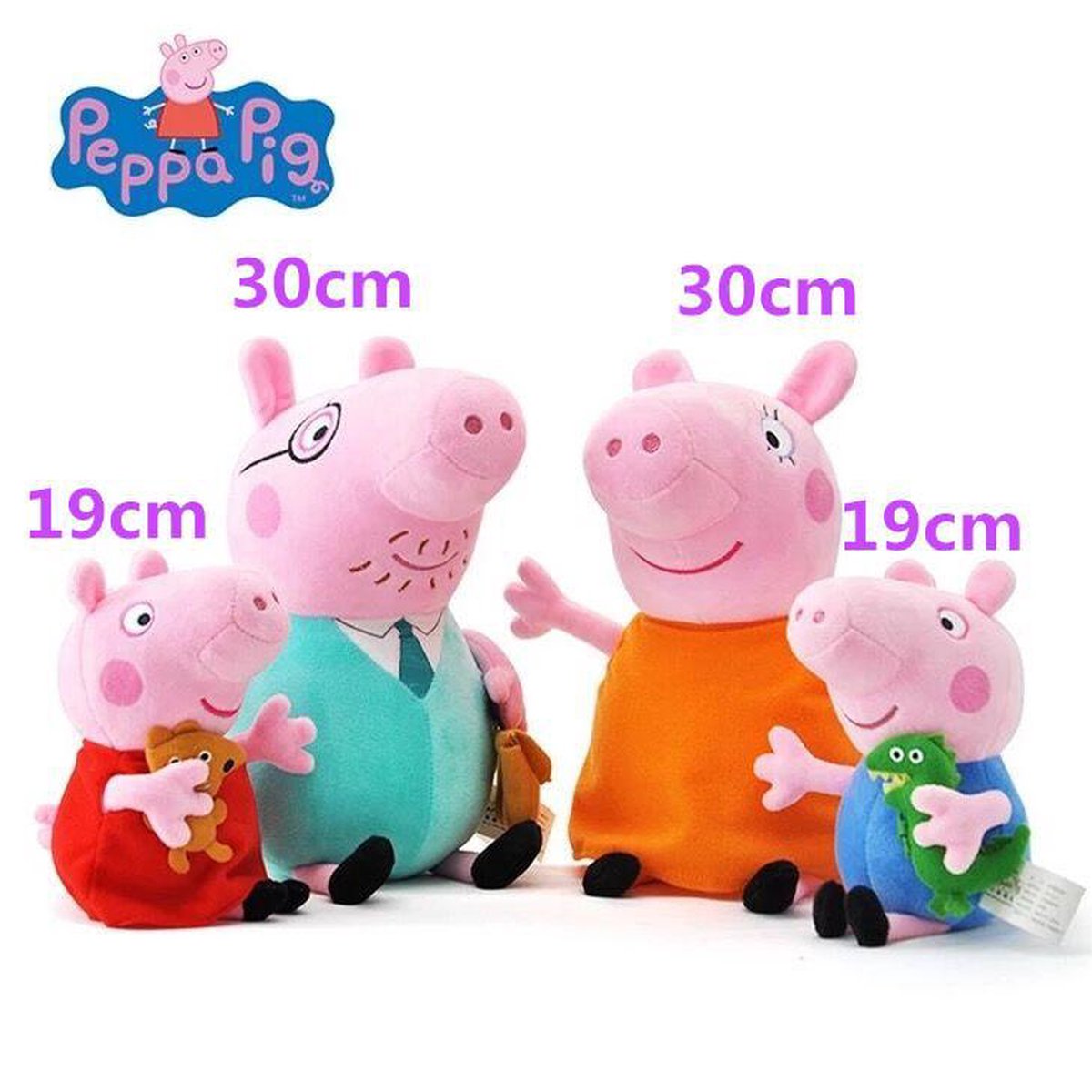 Peppa Pig knuffels pakket, hele familie inclusief George en Peppa, 19 en 30  cm | bol.com