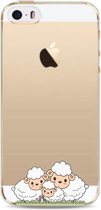 Apple Iphone 5 / 5S / SE2016 transparant siliconen hoesje - schattige schaapjes