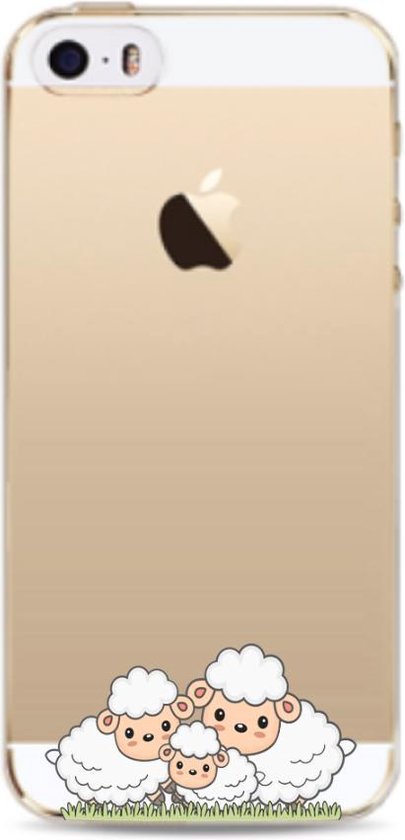 Ingrijpen Gewond raken Leidinggevende Apple Iphone 5 / 5S / SE2016 transparant siliconen hoesje - schattige  schaapjes | bol.com
