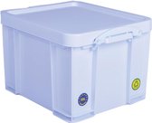 Really Useful Box opbergdoos 35 liter, neon wit met witte handvaten