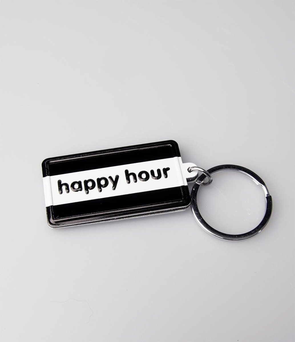 Paper Dreams Sleutelhanger Happy Hour 13,5 X 4,5 Cm Zwart/wit